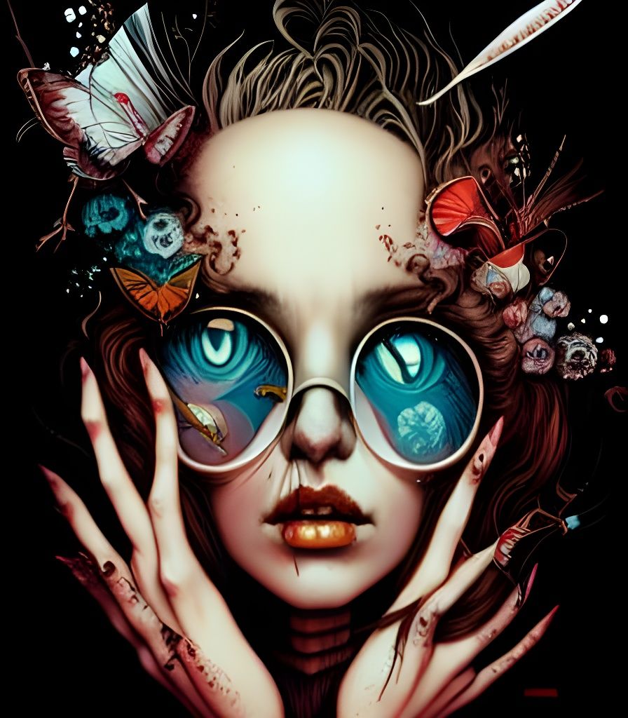 Psychedelic Portrait Blending Steadman, Dittmann, and Mumfor...