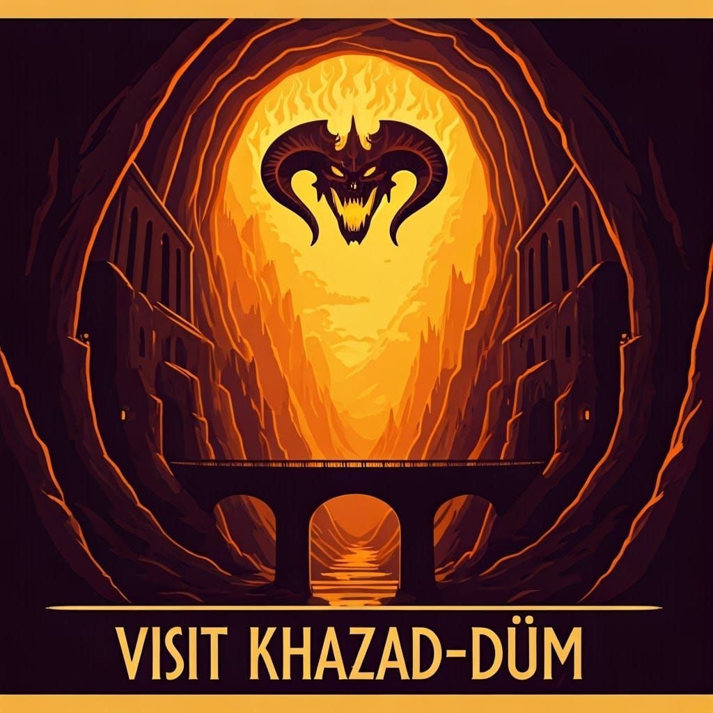 Visit Khazad-dûm: A Vintage Travel Poster of Moria