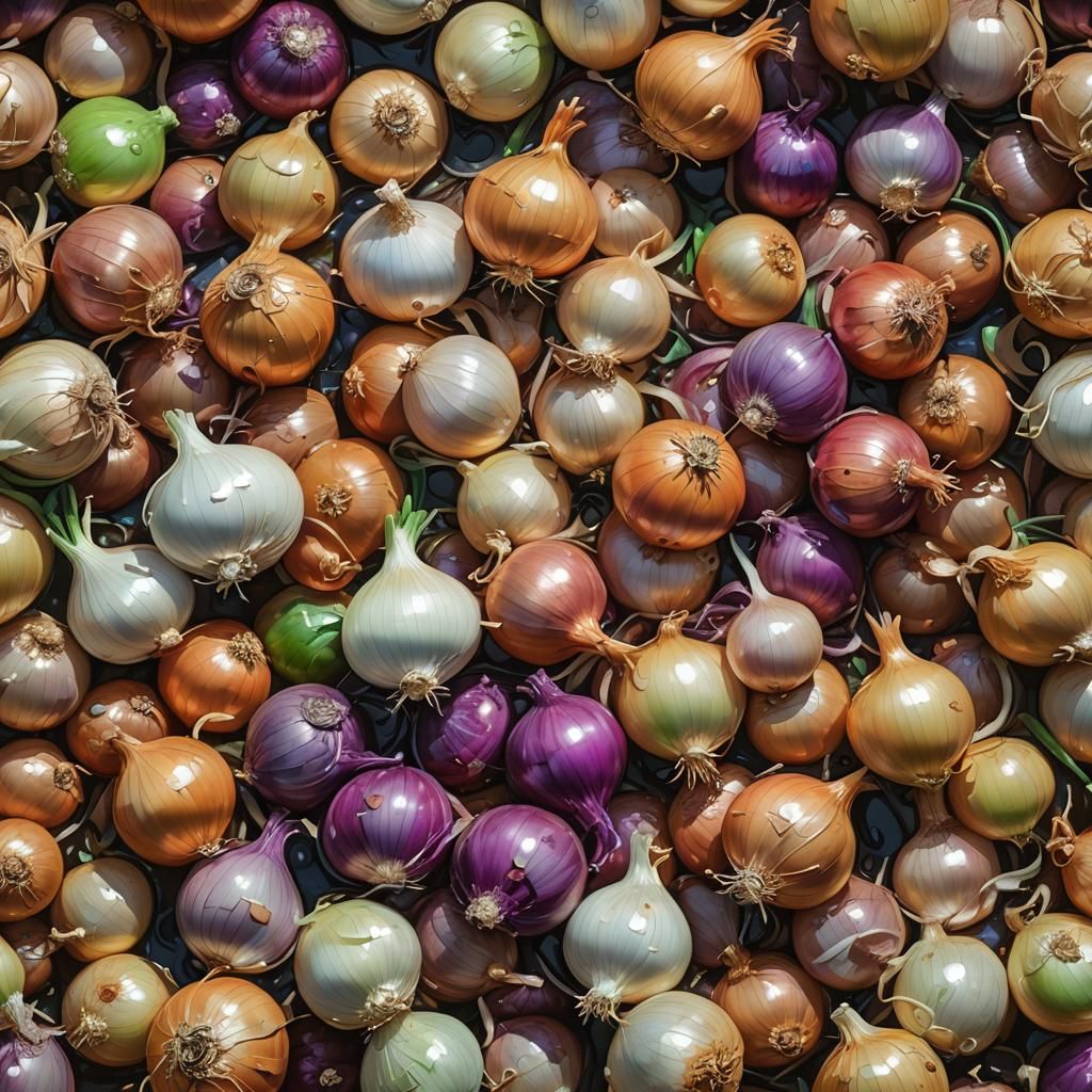 Chibi Living Onion in Hyperrealistic Splash Art