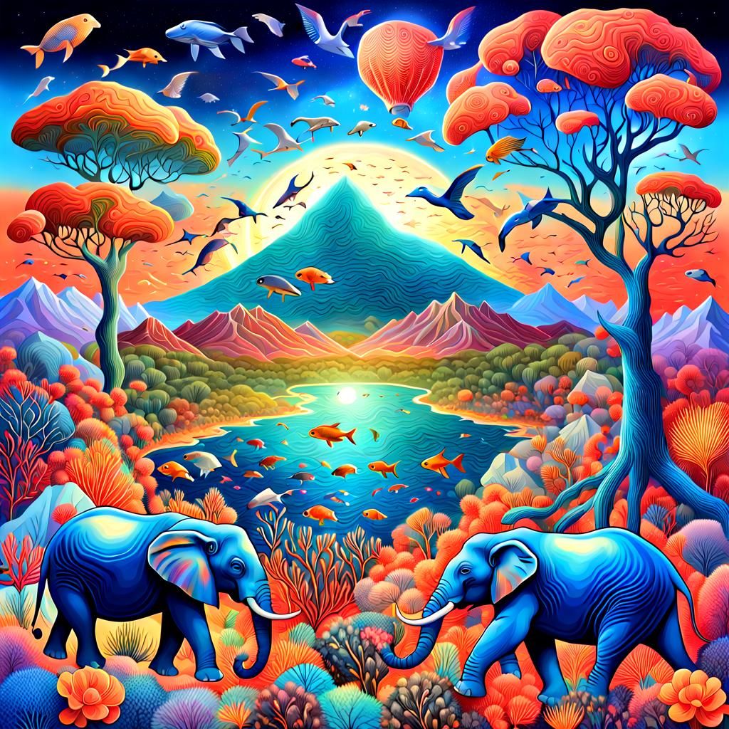 Earth's Ecosystems: Holographic Astral Cosmic Illustration