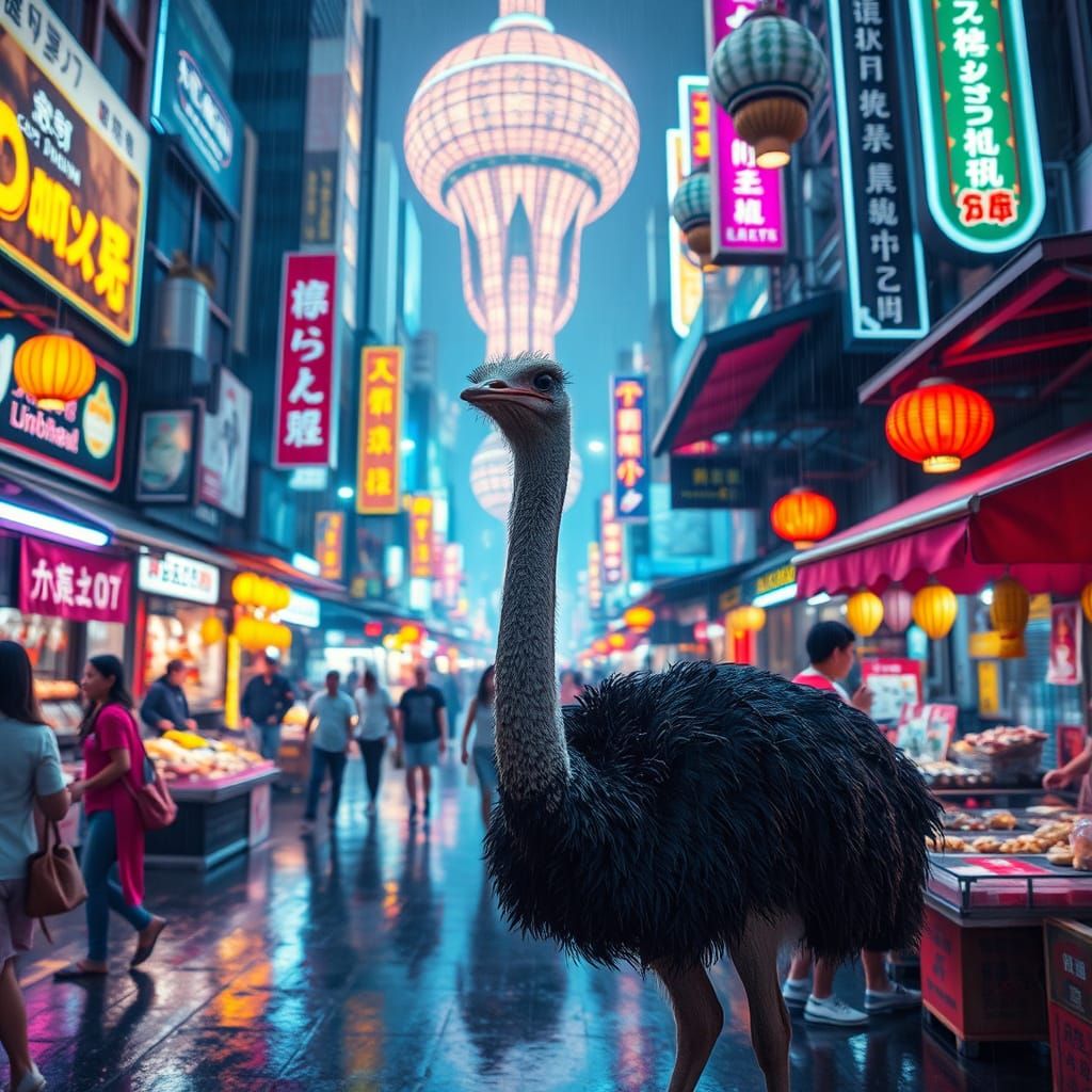 Rudy the Ostrich at the Night Market (series)