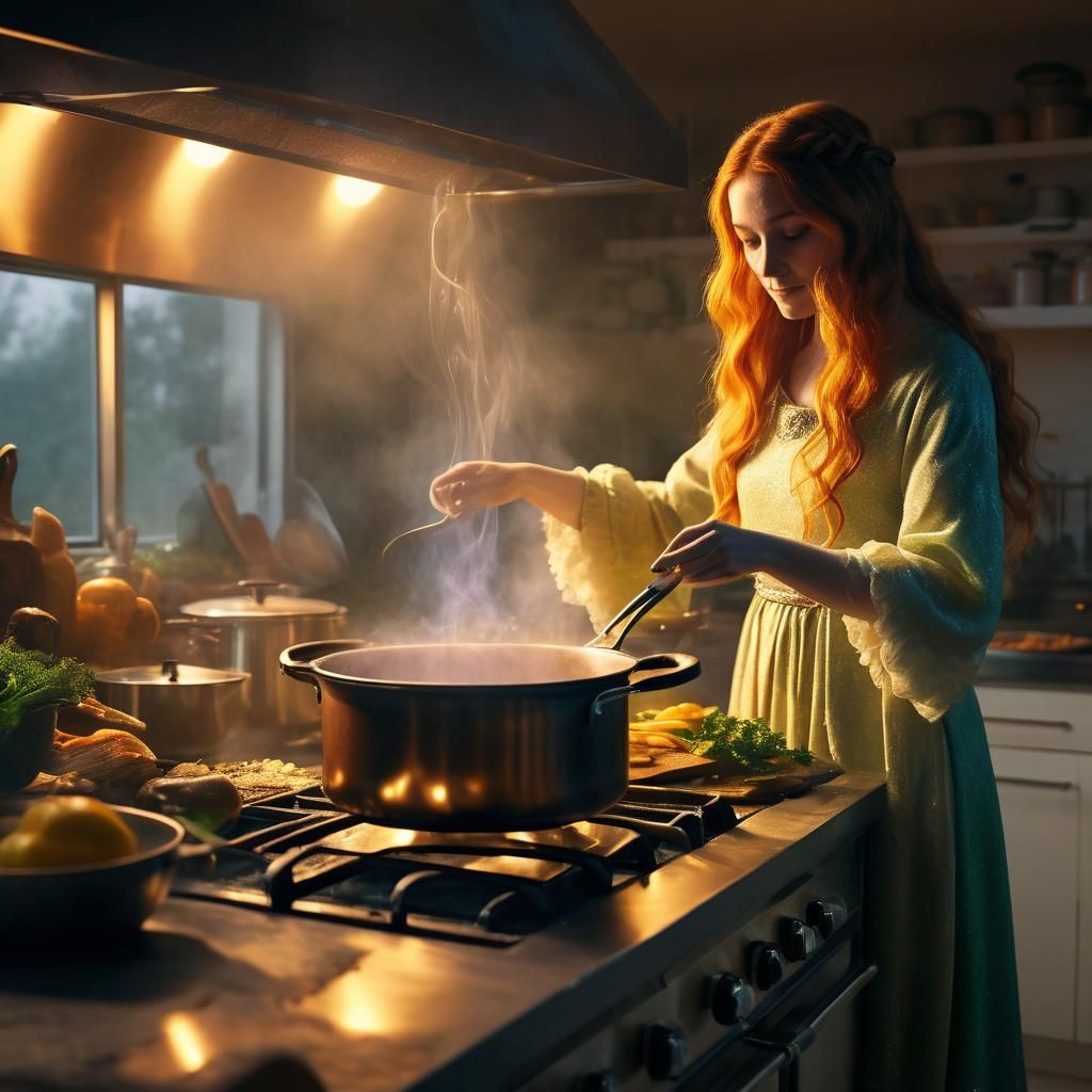 Enchanting Celtic Kitchen Scene in Magical Realism