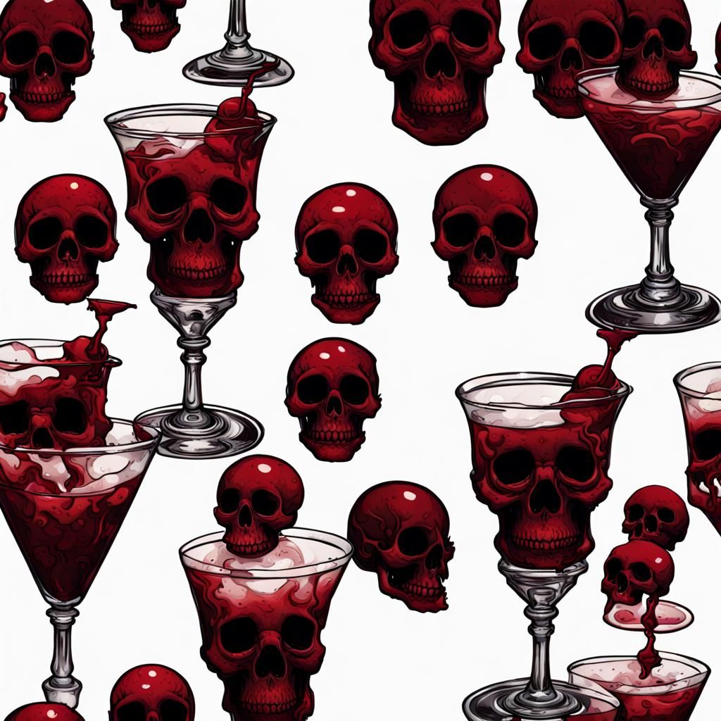 Gothic Blood Cocktail with Skull Decorations