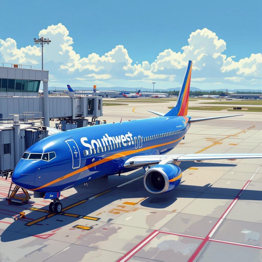 Southwest 737 Parked: Photorealistic Airport Scene