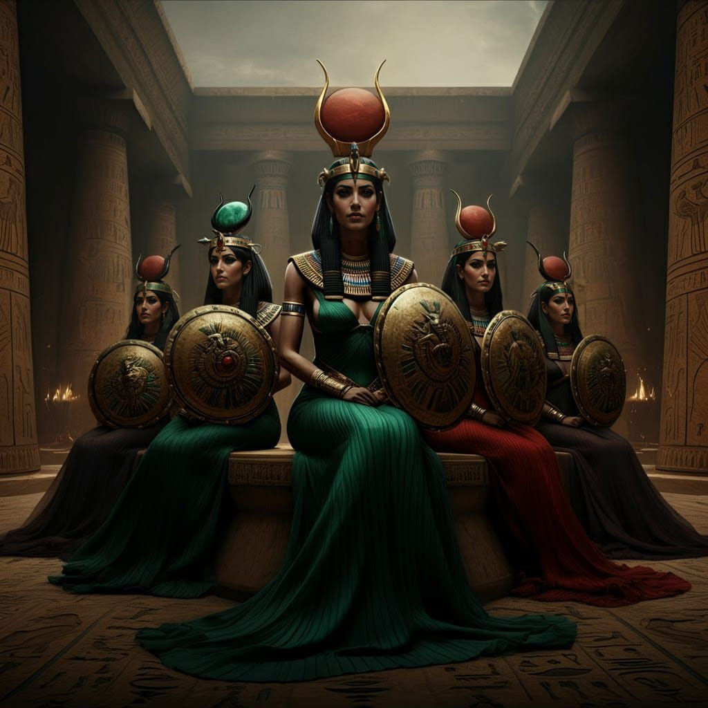Egyptian Goddesses of Fate in Ancient Palace