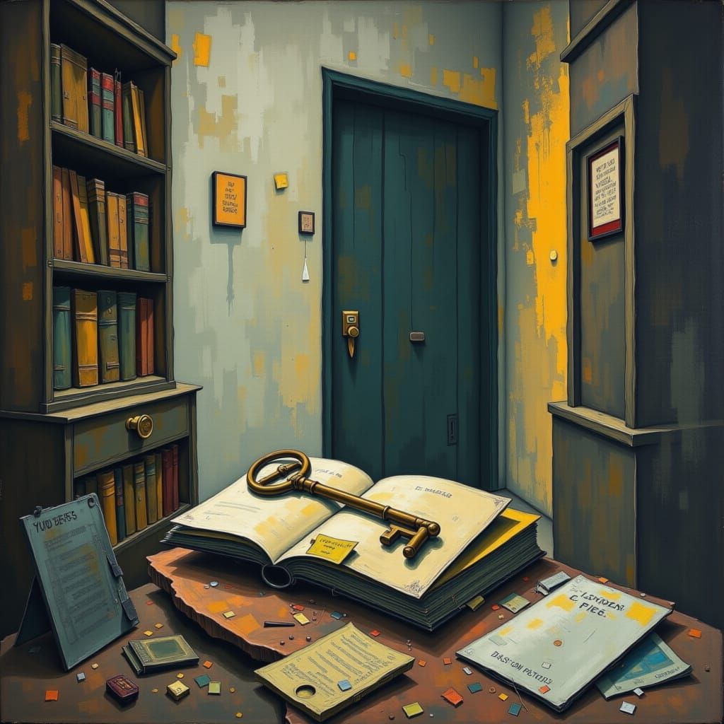 Key Atop Ledger in Archive of Failed Entries