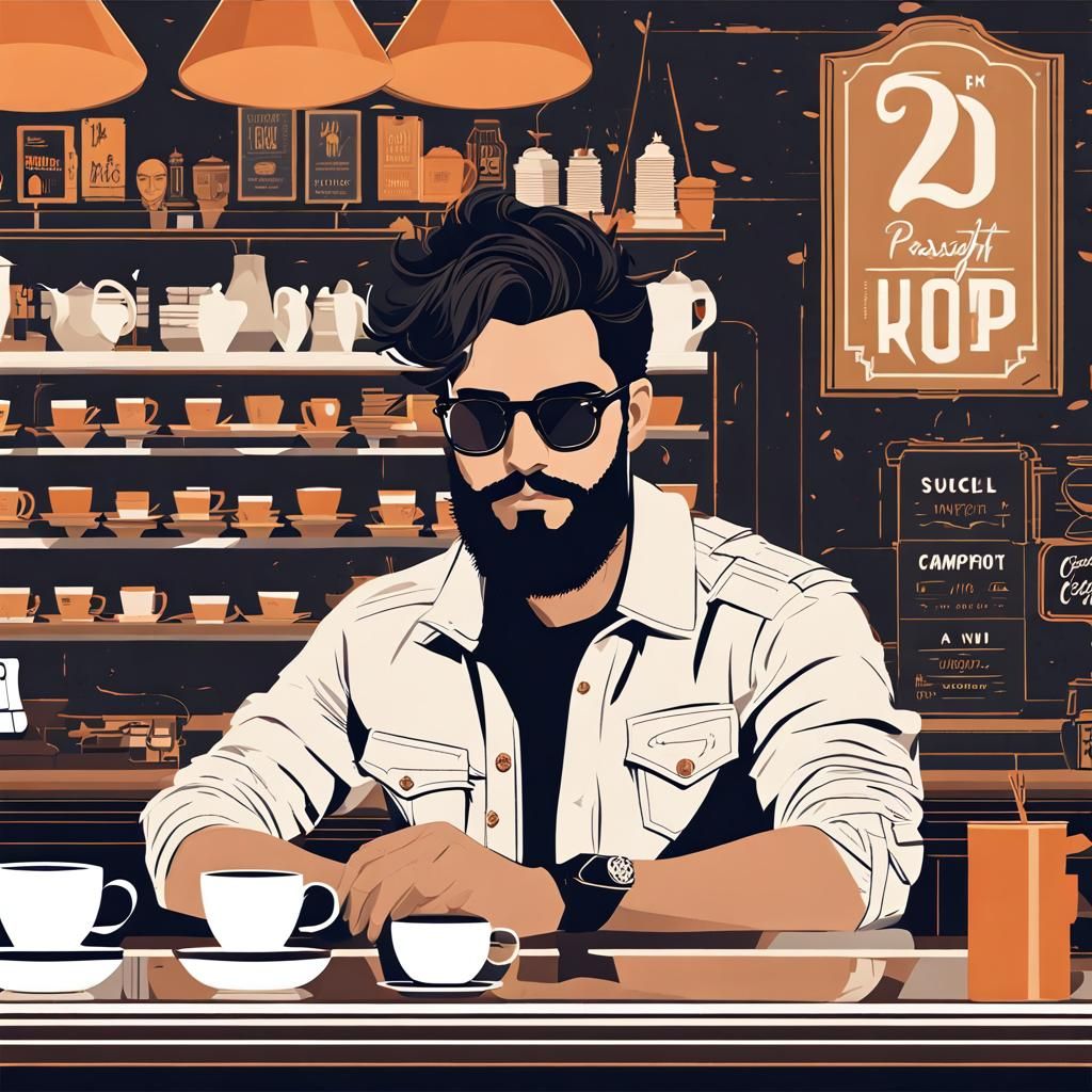 Coffee Shop Knight Portrait in Retro Vector Art