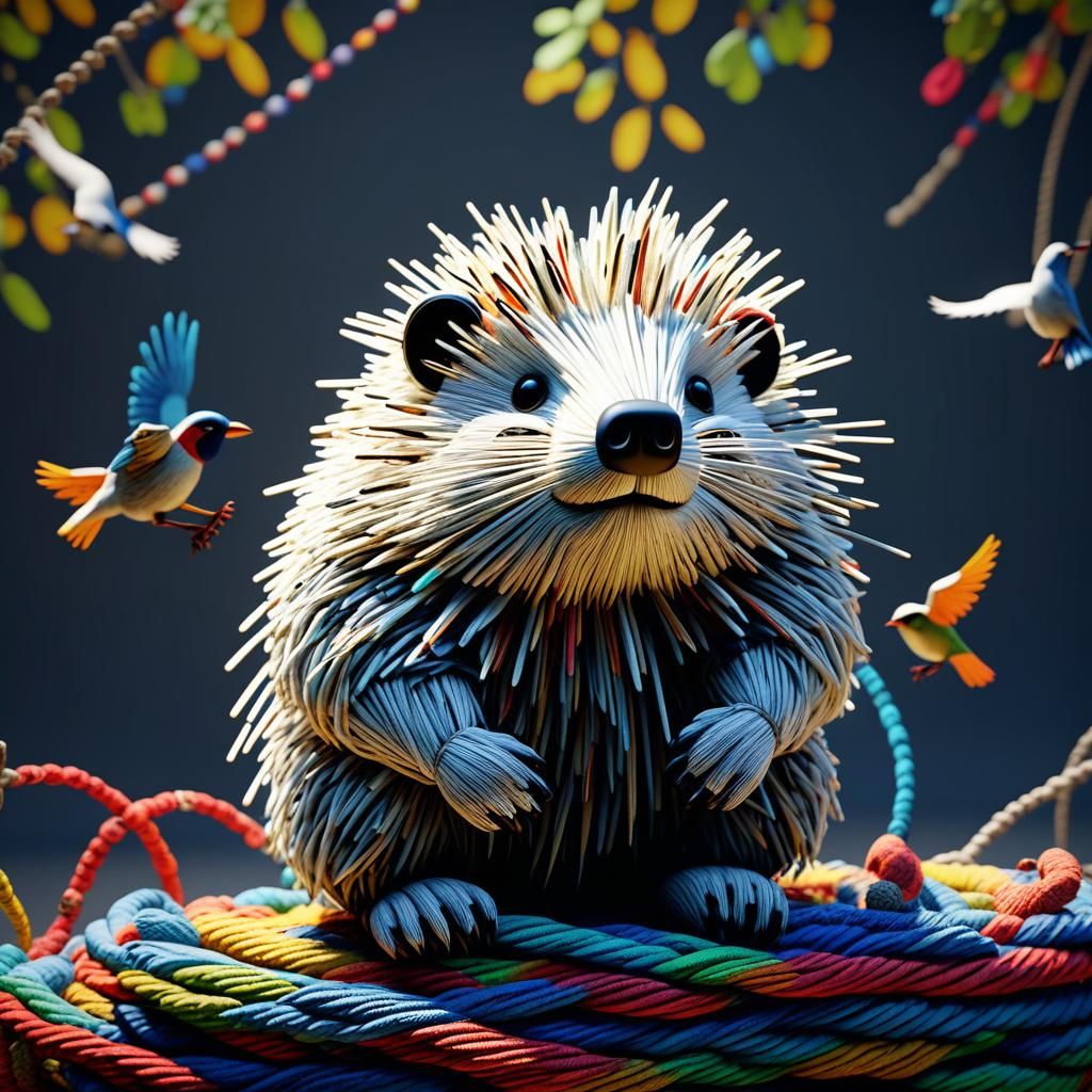 Porcupine made of rope