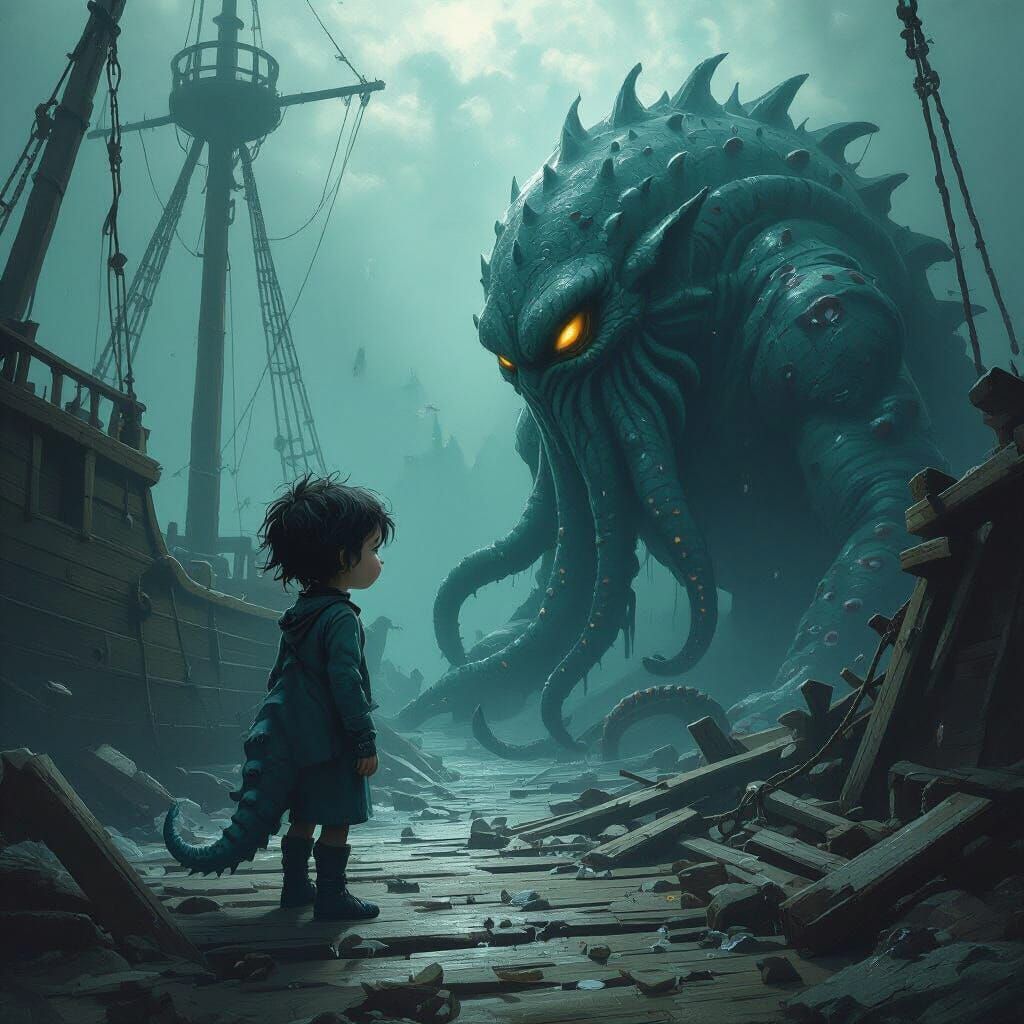 Young Kraken's Remorse: Marine Concept Art