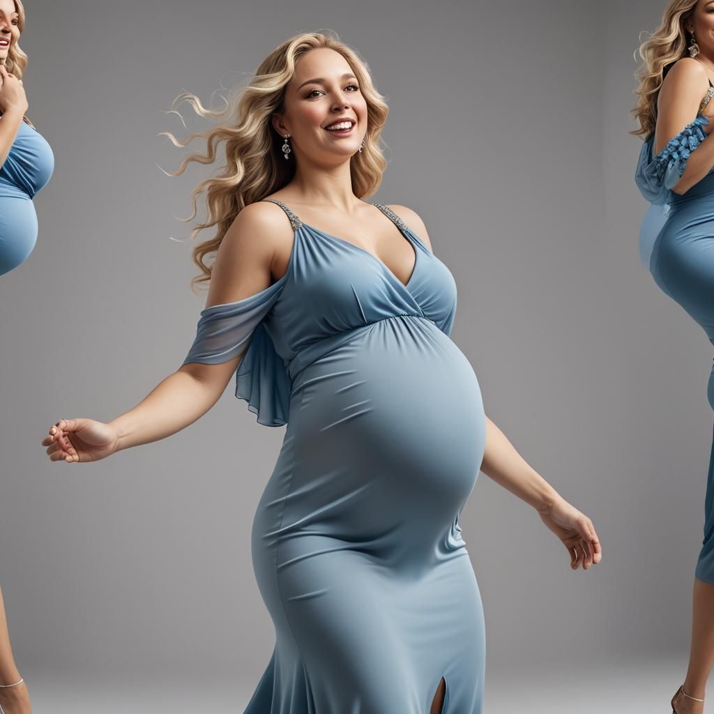 Joyful Pregnant Woman Dancing: Hyperdetailed Art