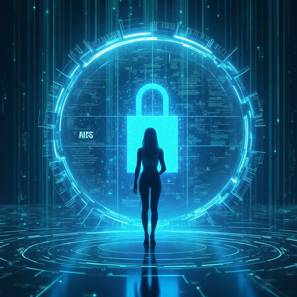 Futuristic Woman Symbolizing Global Data Protection in Cyber...