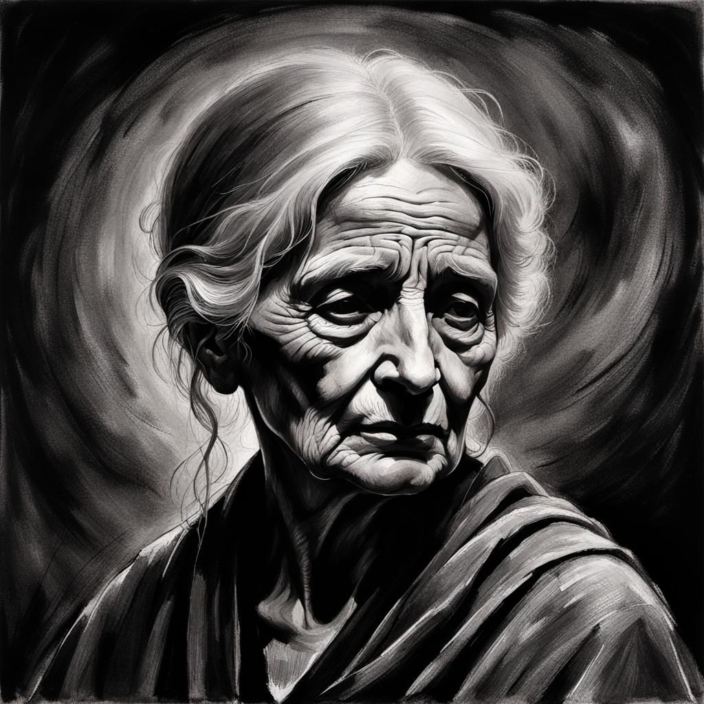 Charcoal Crone: Cinematic Study in Chiaroscuro