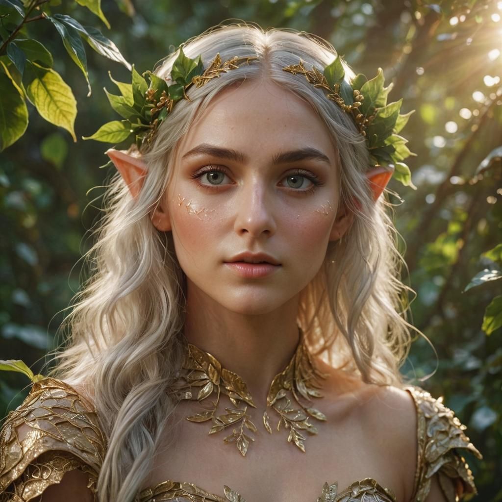 Ethereal Elf Woman Portrait in Fantasy Style