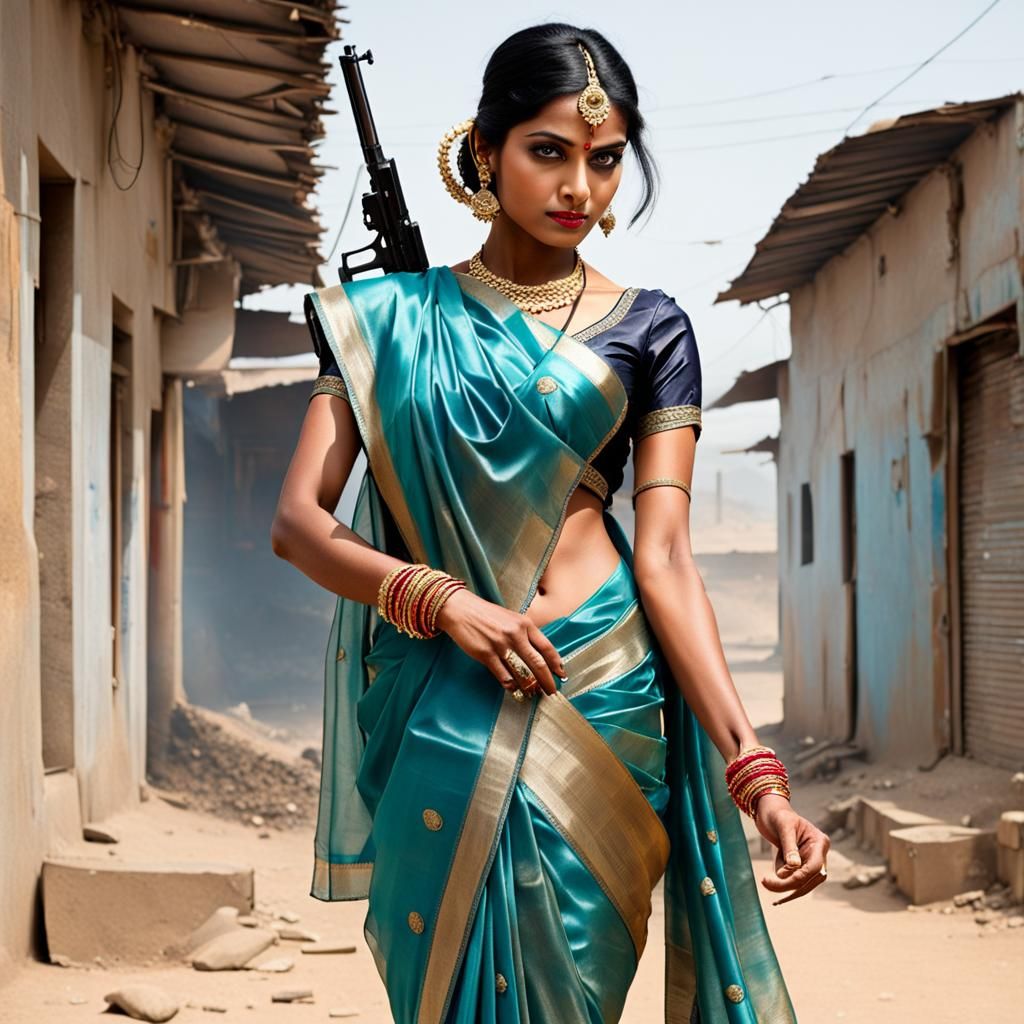 Indian Woman with Gun in GTA Style