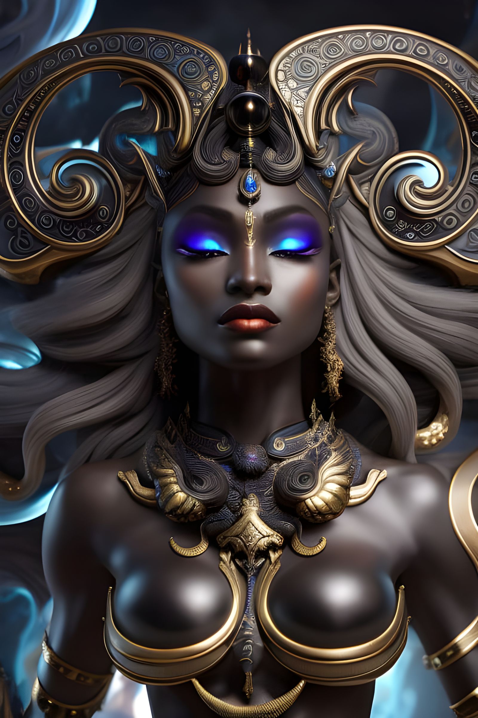 Elaborate Genie Woman with Marble Skin