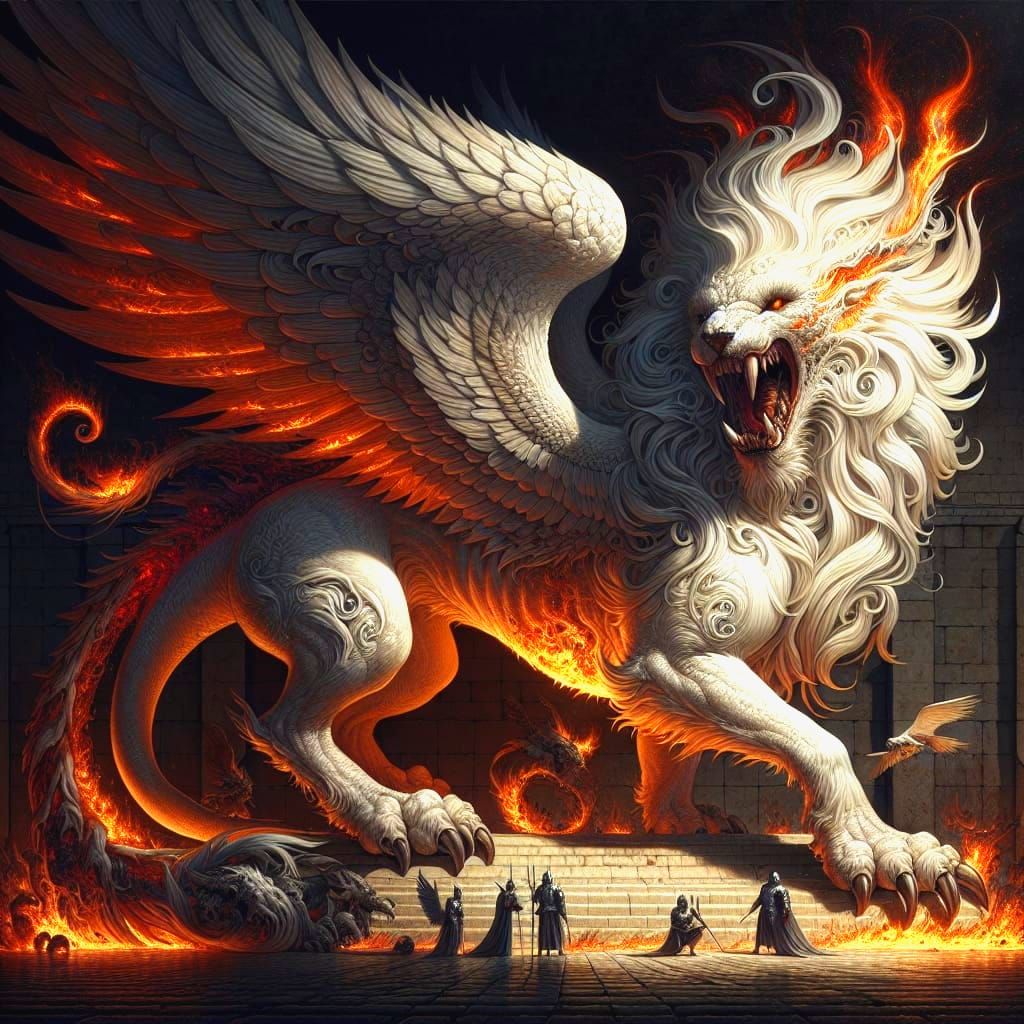 Fiery Chimera in Art Nouveau Style