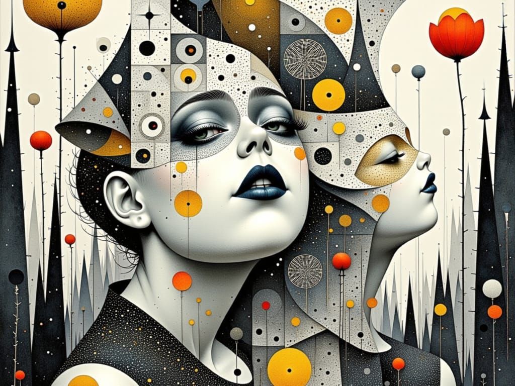 Surreal Carnival Masks in Escher-Inspired Geometry with Pop ...