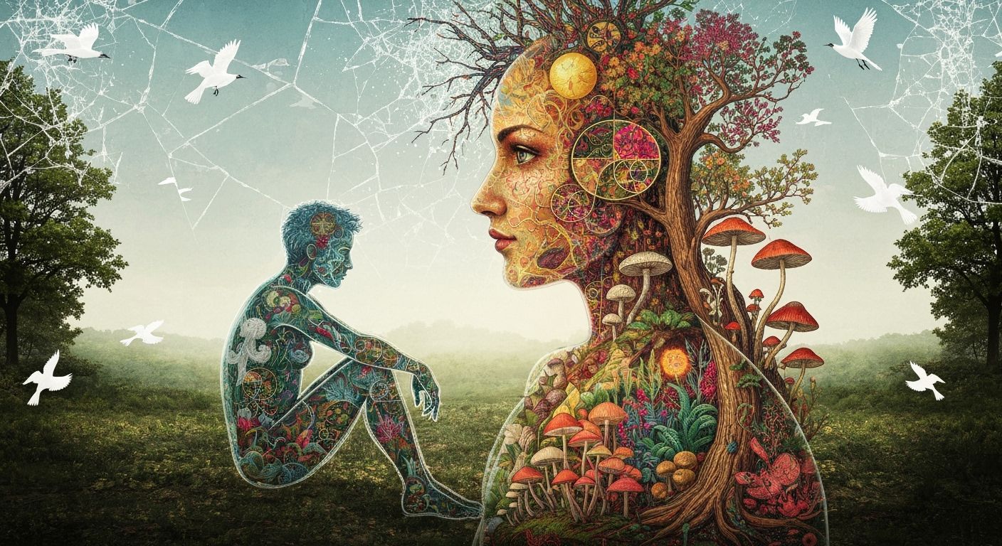 Surreal Fantasy Plant Kingdom in Mixed Media