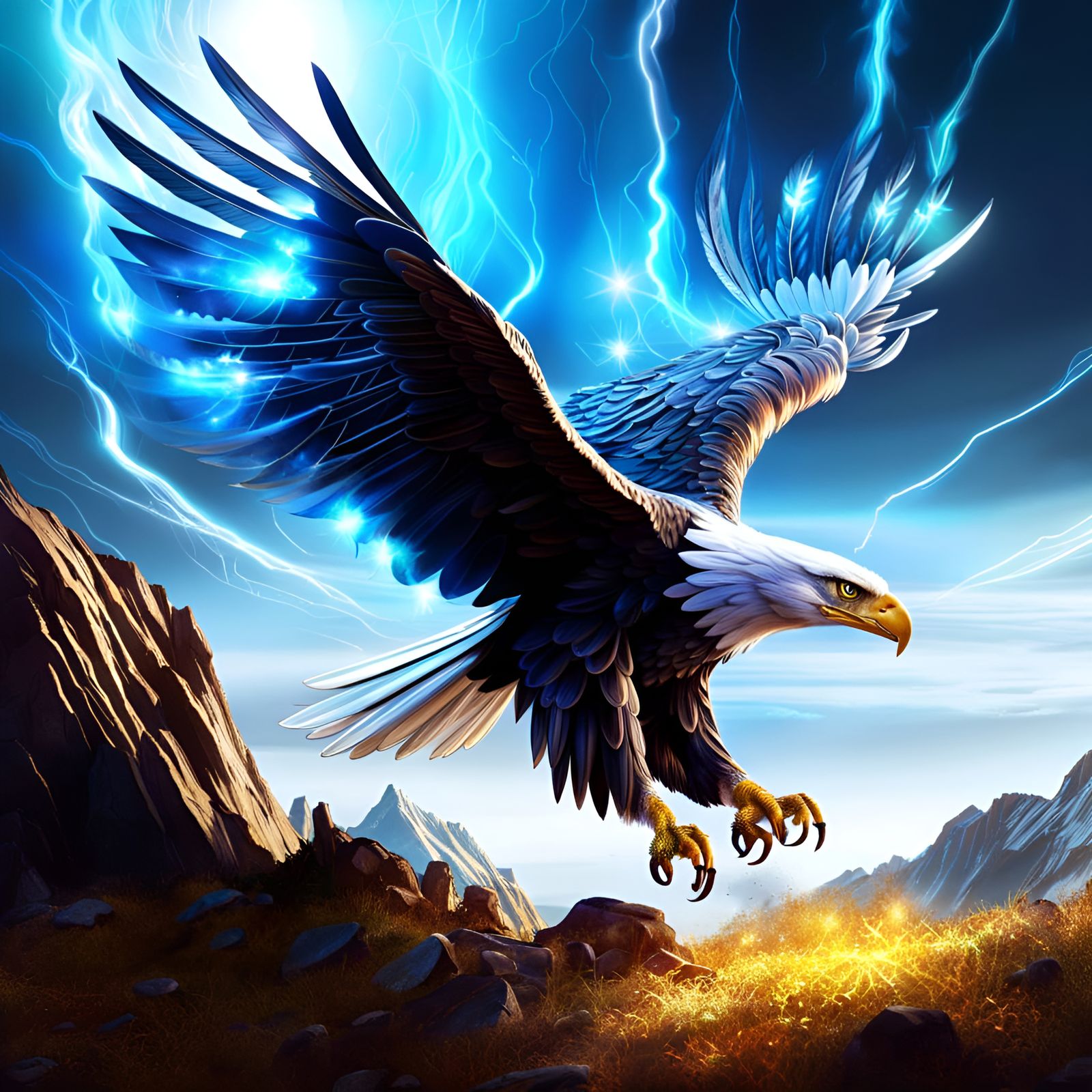 Flying Eagle with Blue Wings