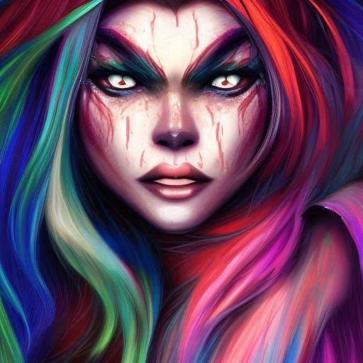 Hyperrealistic Werewolf Girl Portrait in Splash Art Style