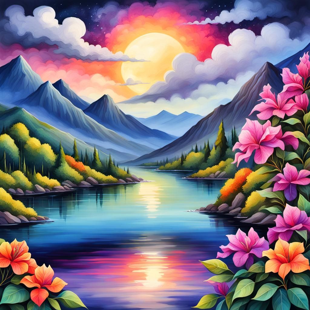 Vibrant Bhil Art Parrot with Bougainvillea Plumage