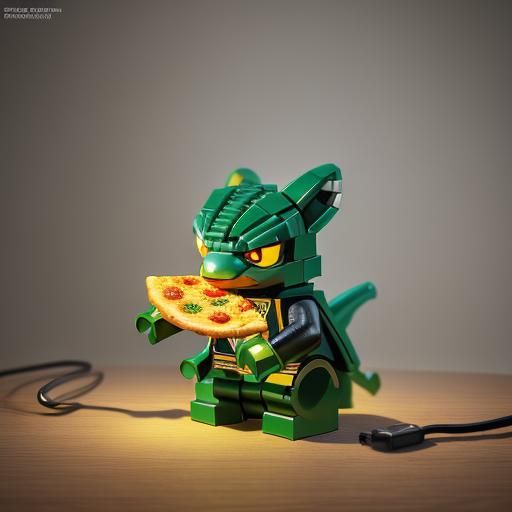 Rayquaza Eats Pizza as a Lego Minifigure