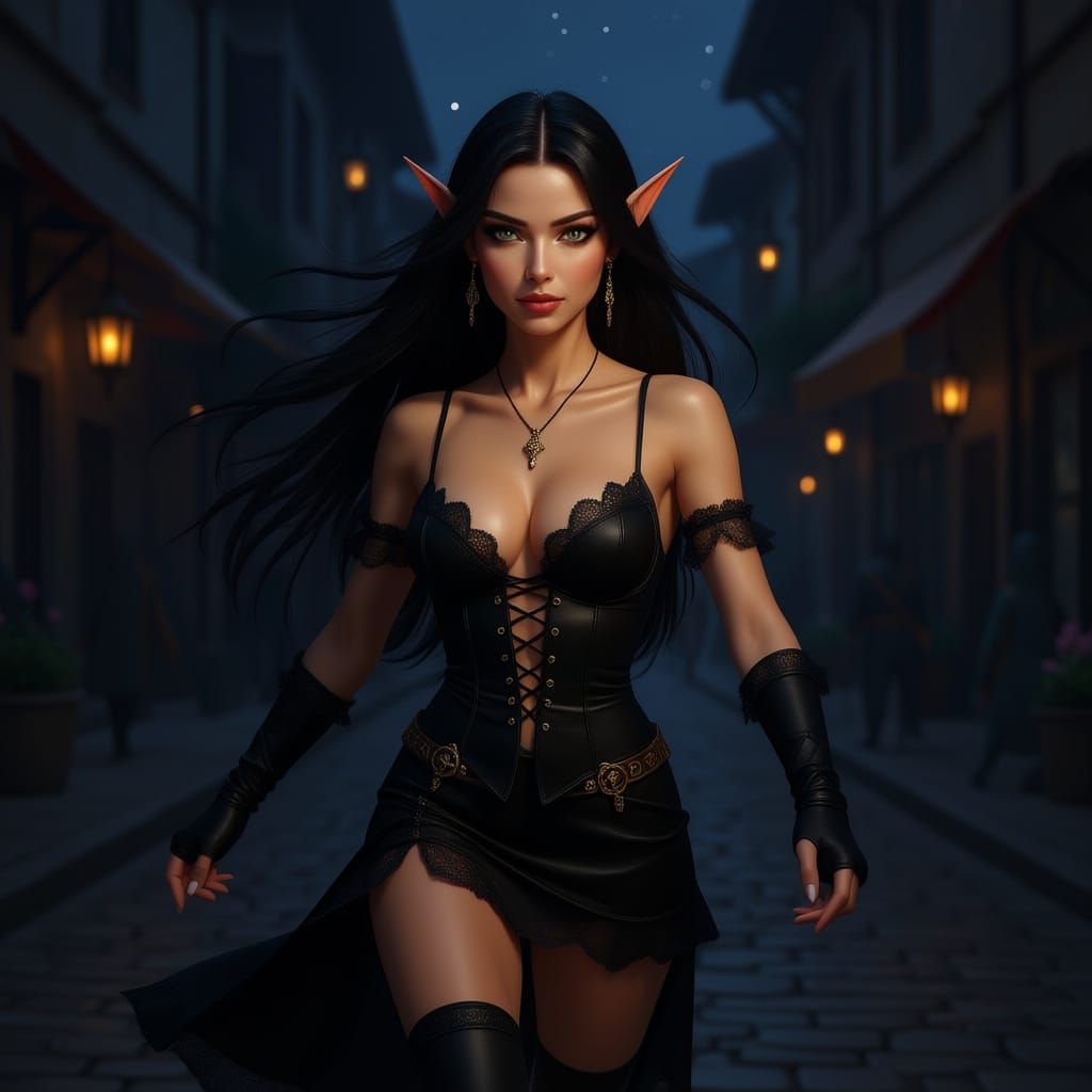 Athletic Elf Thief in Dark Fantasy Concept Art