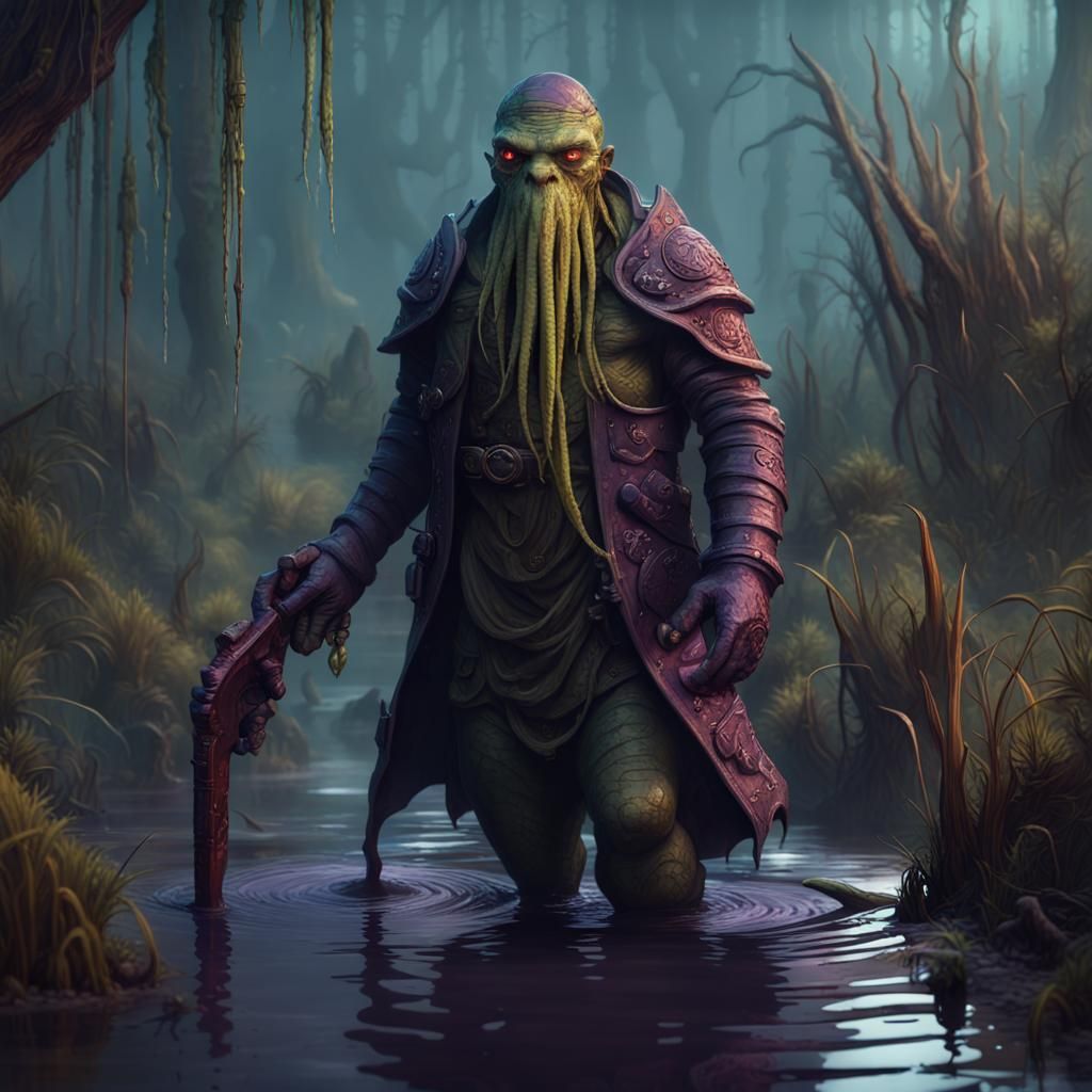 Dagon in Military Clothing, Dark Fantasy Art