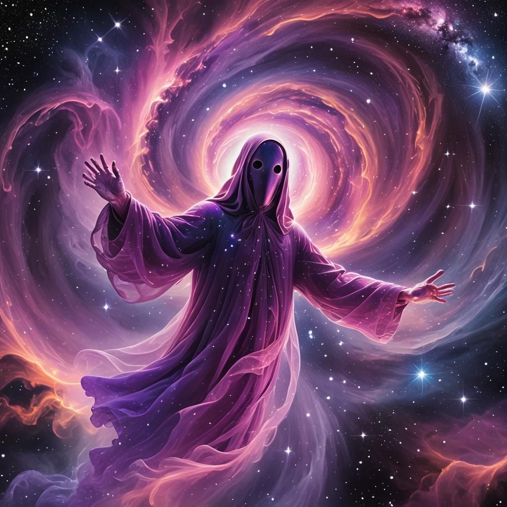 Ethereal Galaxy Ghost in Vibrant Ultraviolet Hues