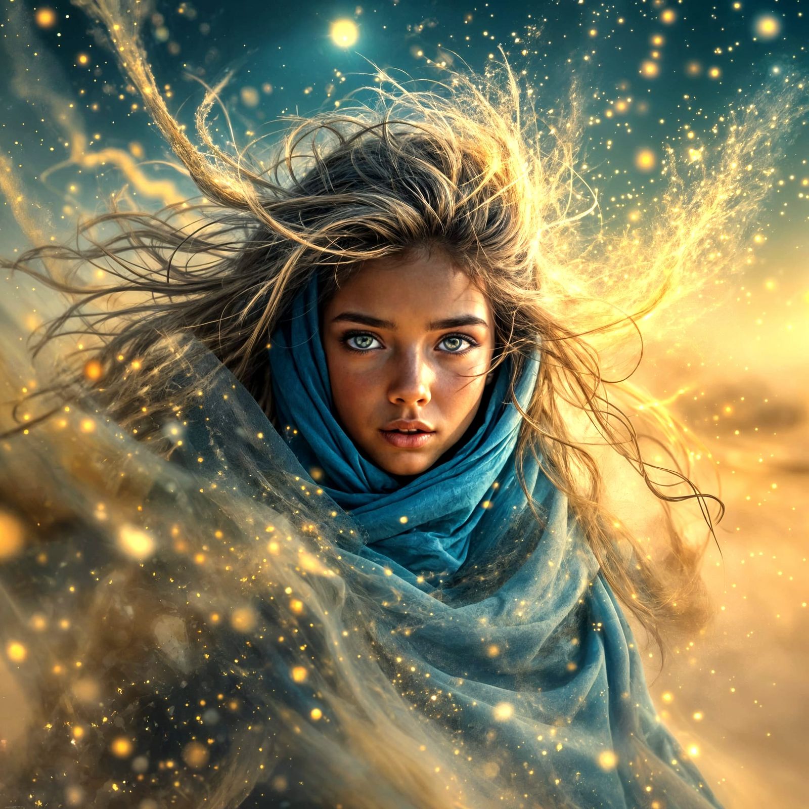 Ethereal Desert Fantasy in Cyberpunk Style