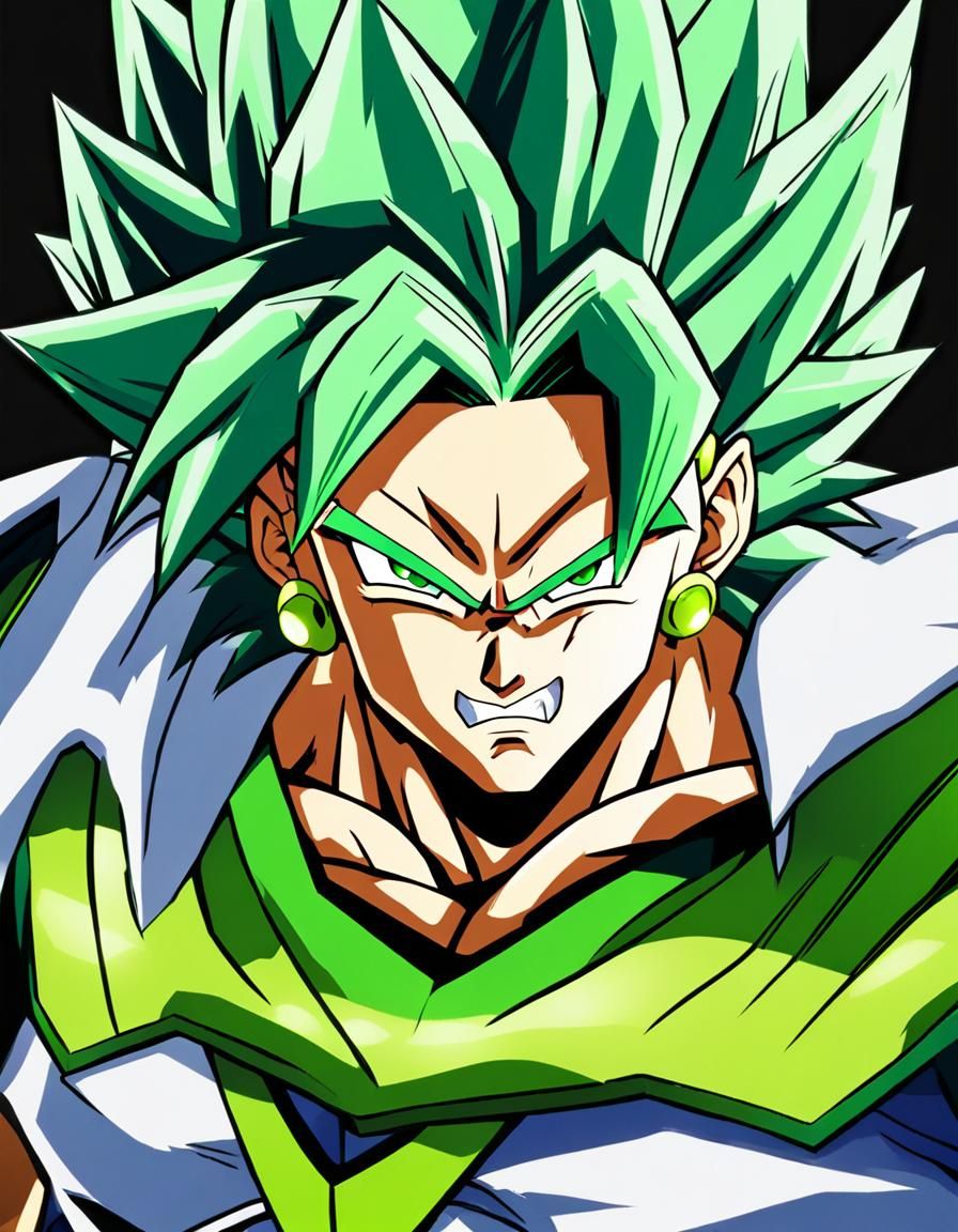 Super Saiyan Broly Portrait in Anime Style