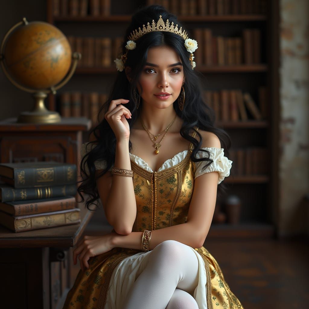 British Princess Portrait in Gothic Study