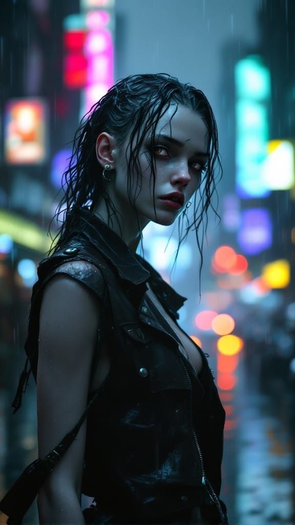 Ethereal Wasteland Oracle in Cyberpunk Hues