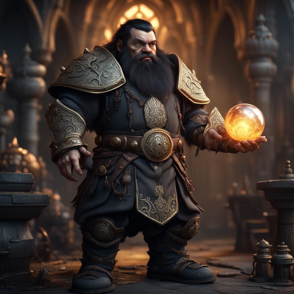 Young Dwarf in Light Armor: Detailed Matte Painting