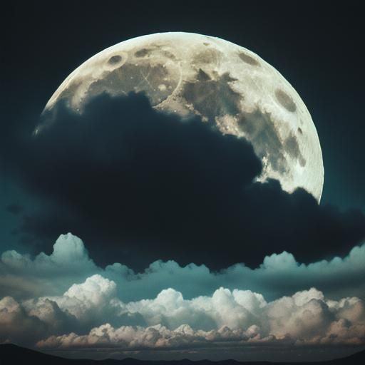 Full Moon Unveiling Behind Clouds: Cinematic Still