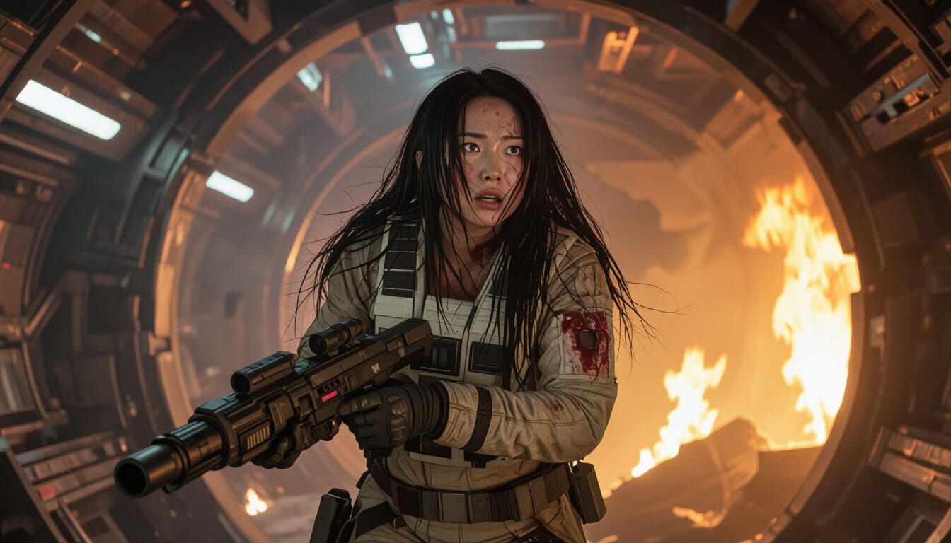 Japanese Astronaut In Terror On Burning Starship