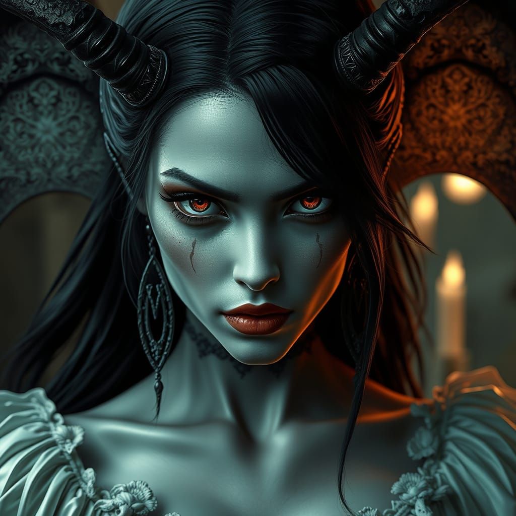 Evil Female Soul Collector with Piercing Eyes