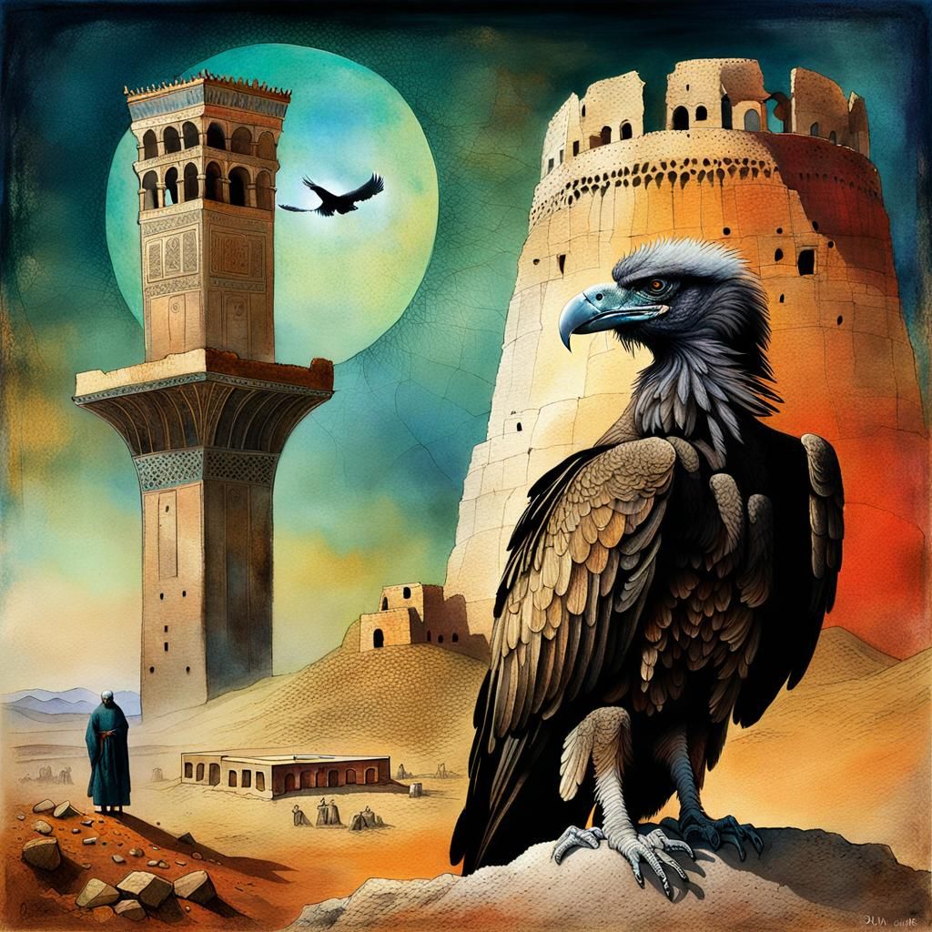 Tower of Silence: Fine Art Mixed Media