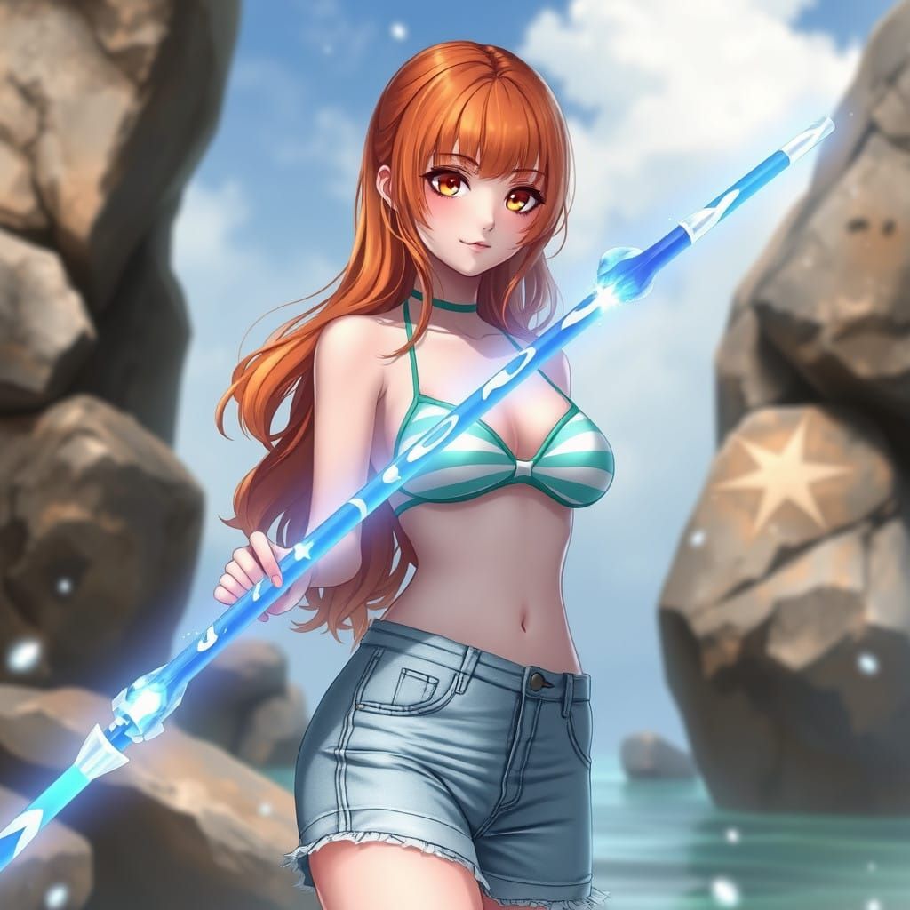 Ethereal Nami in Cyberpunk Fantasy