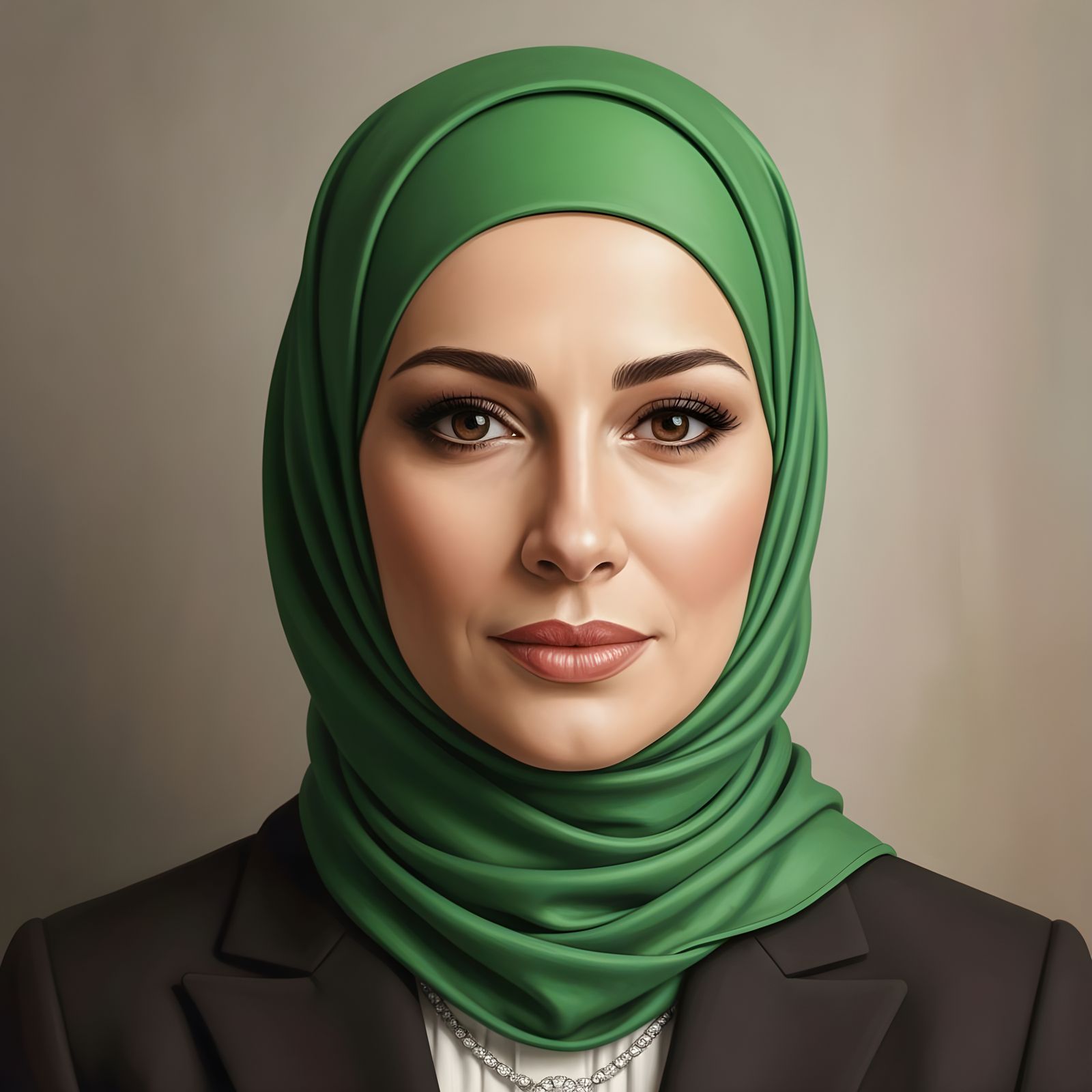 Confident Hijabi Businesswoman Portrait in Green Hijab