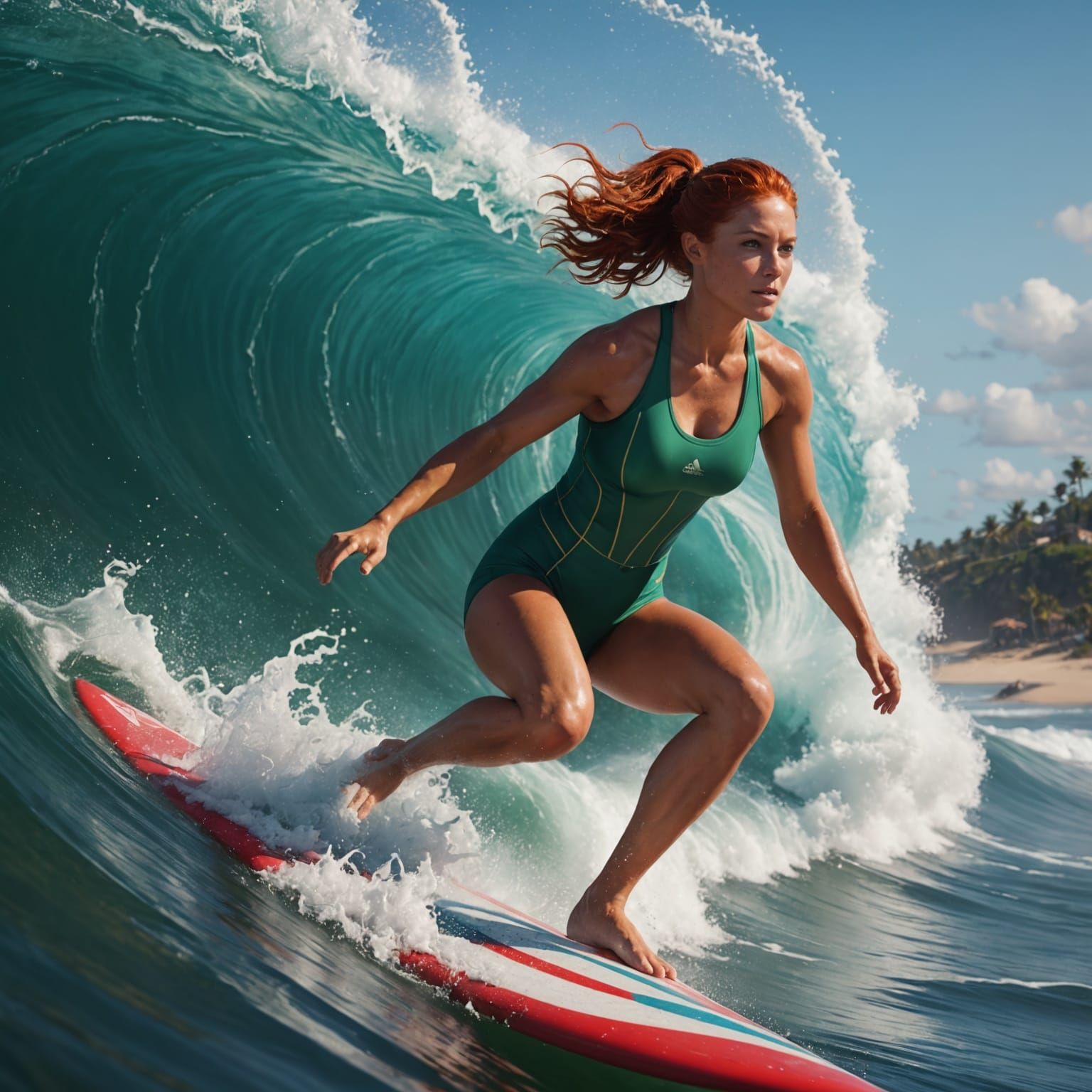 Fantastical Surfer Girl Riding the Maelstrom
