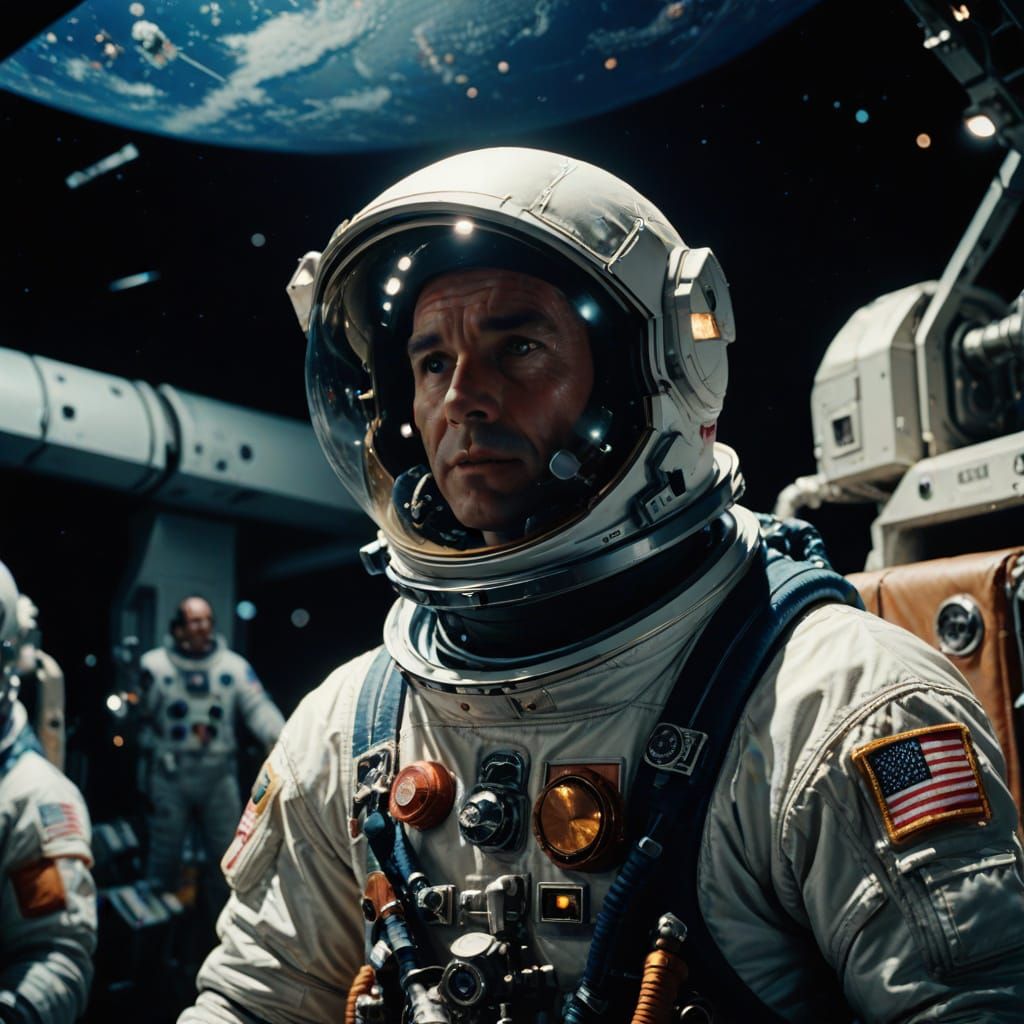 Epic Cinematic Apollo 13 Film Still in Vignette with Film Gr...