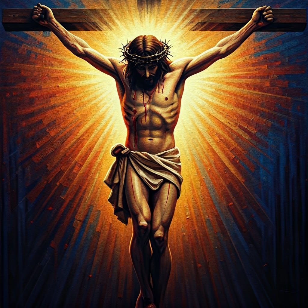 Crucifixion of Jesus in Splash Art Style