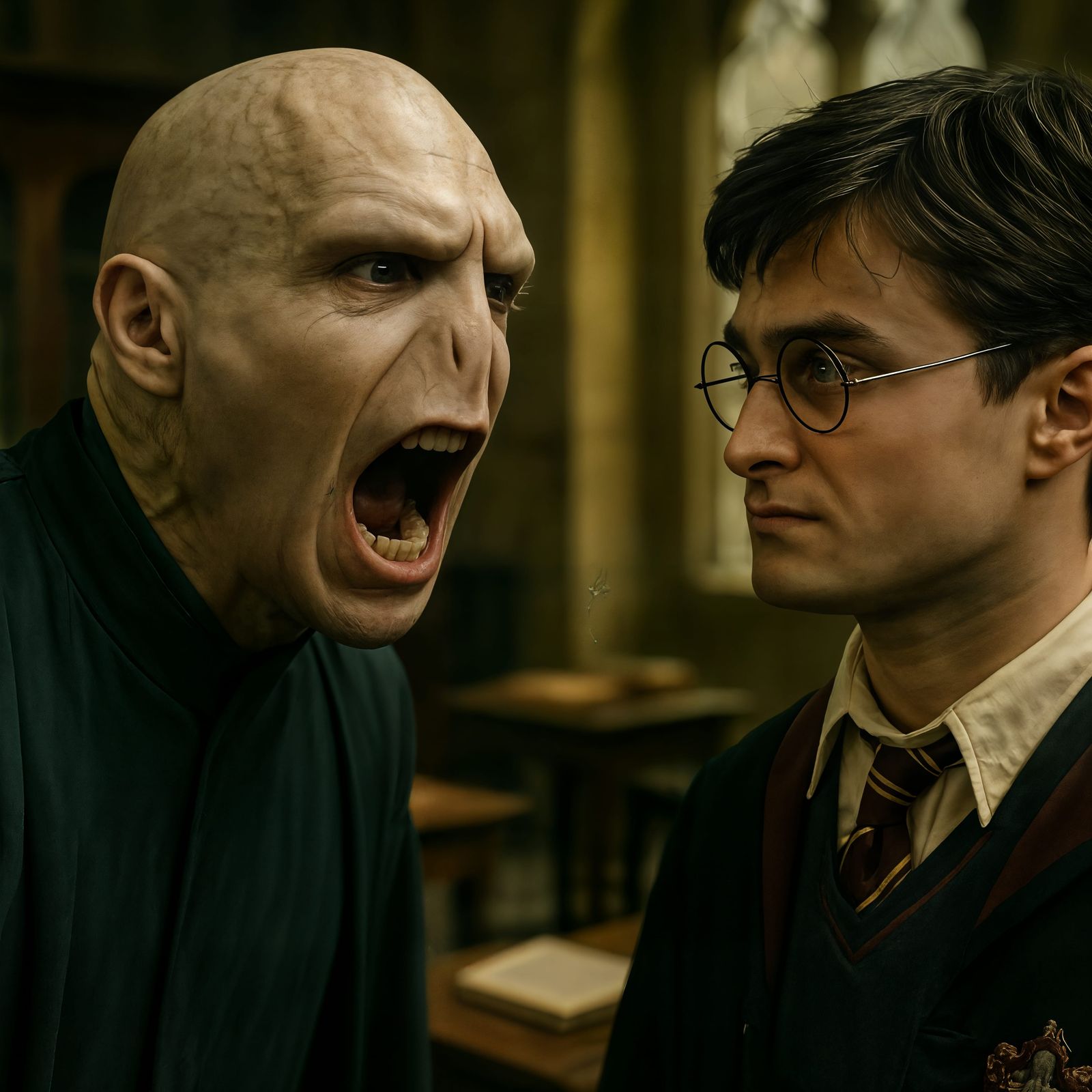 Grumpy Voldemort Yelling at Harry Potter