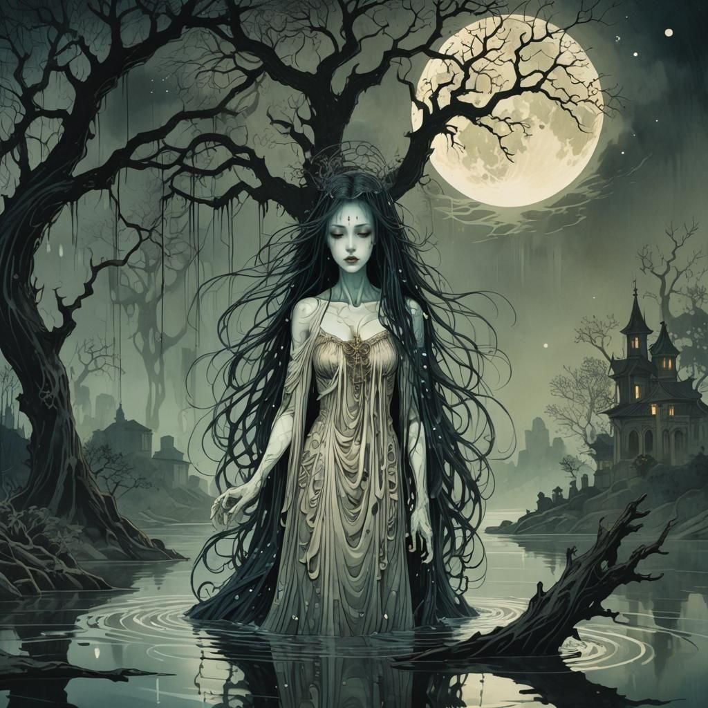 Lla Llorona: Surreal Dark Fantasy Illustration