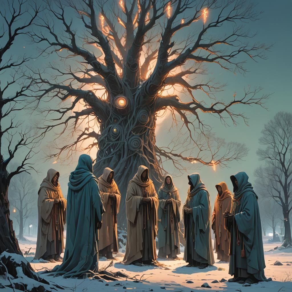 Ethereal Gathering at the Glowing Tree