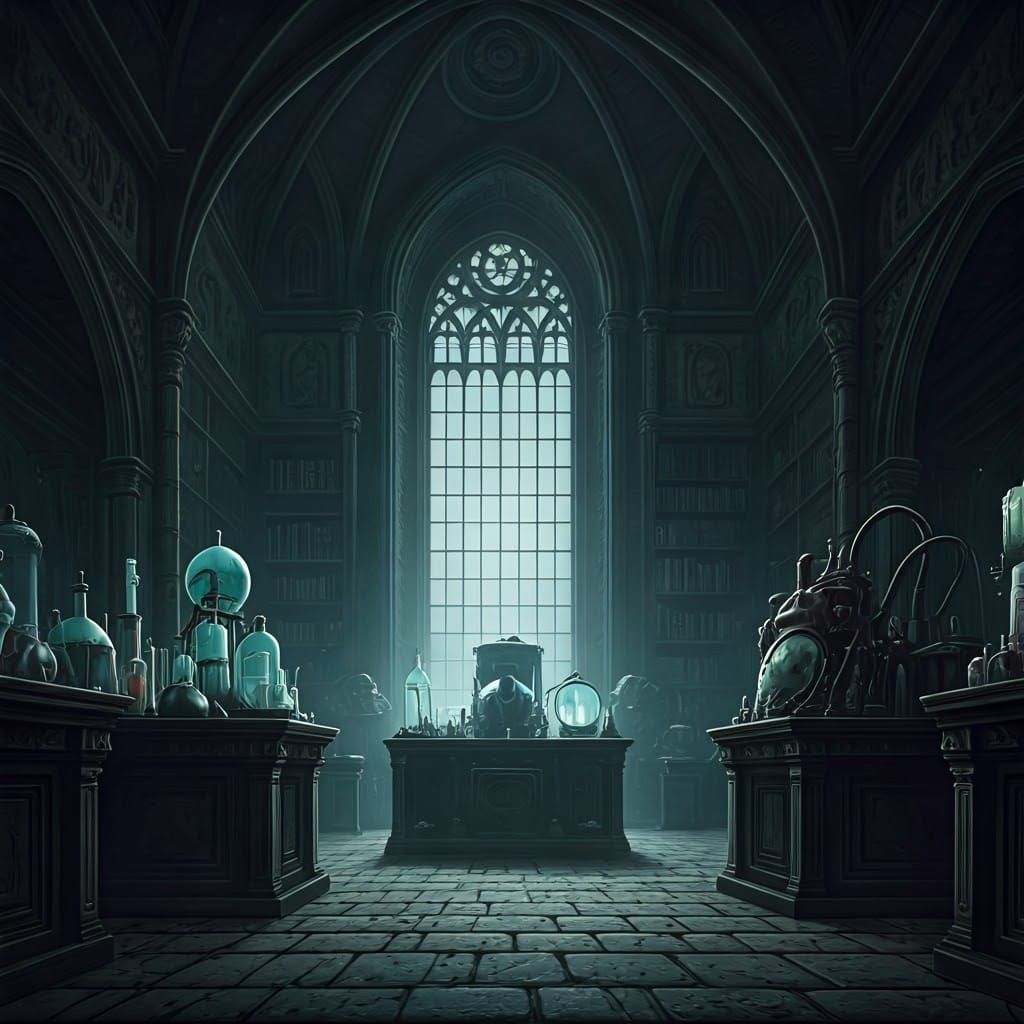 Mad Scientist's Dark Experiment: Gothic Horror Scene