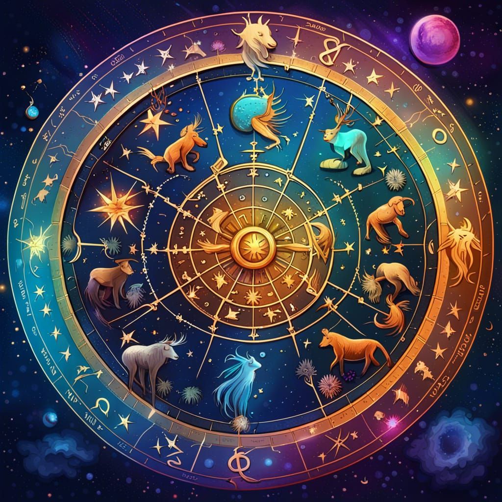 Detailed Zodiac Map with Stars in Fantasy Art Style
