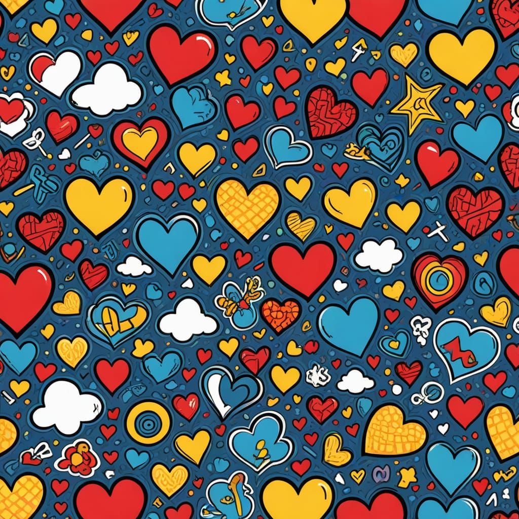 Whimsical Cartoon Love Scene in Classic Comic Book Style