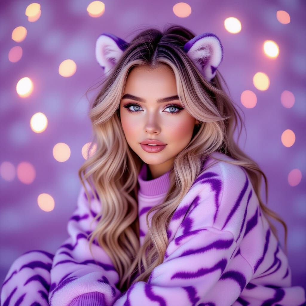 Sabrina Carpenter with Light Purple Tiger